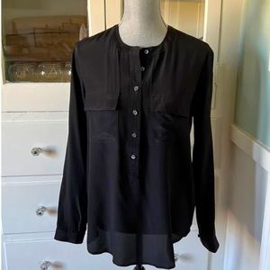NWT Banana Republic Black Silk Safari Style Resort Shirt - size M